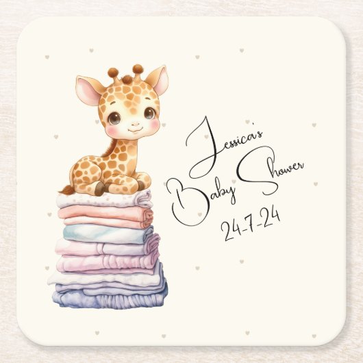 キュートキリンベビー スクエアペーパーコースター (正面)