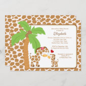 キュートキリンマム&ベビーニュートラルベビーシャワー 招待状 (正面/裏面)