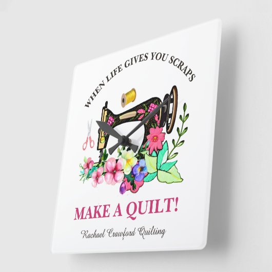 キュートキルターカスタムズ スクエア壁時計 (傾斜)