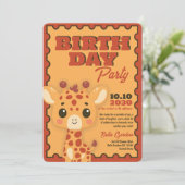 キュートキレーフオレンジ子供の誕生日パーティの招待状 招待状 (スタンド正面)