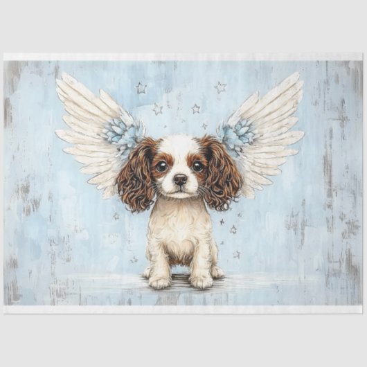 キュートキングチャールズスパニエル犬ウィングスBG8デコページ 薄葉紙 (正面)