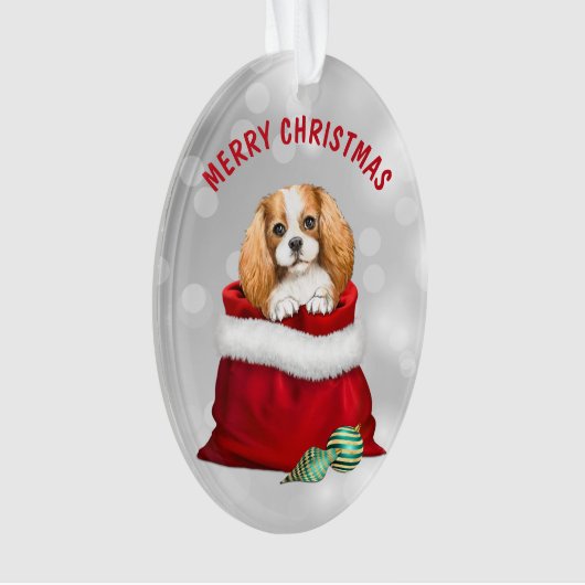 キュートキングチャールズスパニエル犬ギフトサプライズオーナメント オーナメント (正面)