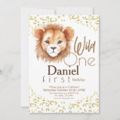 キュートキングライオン誕生日テーマサファリ誕生日 招待状 (正面)