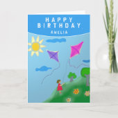 キュートキートアンドガールスケッチハッピーバースデー カード (正面)