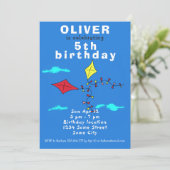 キュートキートスケッチブルー子供の誕生日パーティーInvite 招待状 (スタンド正面)