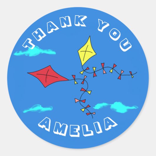 キュートキートレッドイエローネーム子供の誕生日ありがとう ラウンドシール (正面)