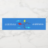 キュートキートレッドイエローネーム子供の誕生日パーティー ペットボトルラベル (シングルラベル)