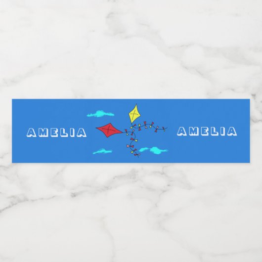 キュートキートレッドイエローネーム子供の誕生日パーティー ペットボトルラベル (シングルラベル)