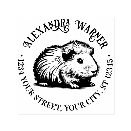 キュートギニアピグキャヴィネーム差出人住所 セルフインキングスタンプ (デザイン)