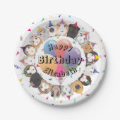 キュートギニアピッグ&バルーン誕生日紙プレート ペーパープレート (正面)