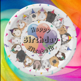 キュートギニアピッグ&バルーン誕生日紙プレート ペーパープレート