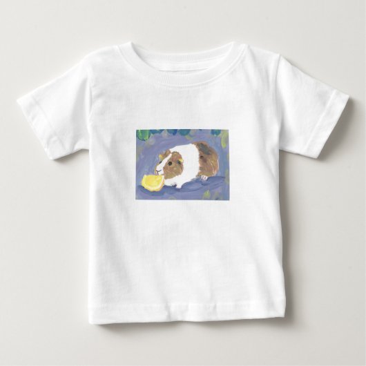 キュートギニア豚食べのオレンジスライス絵を描ズ ベビーTシャツ (正面)