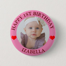 キュートギフトハッピーバースデーボタン赤いハート 缶バッジ