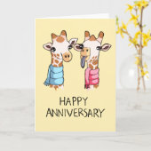 キュートギラフェススカーフスケッチアニバーサリーカード カード (黄色い花)