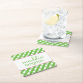 キュートギンガムパーソナライズされた紙コースター スクエアペーパーコースター (インサイチュ)