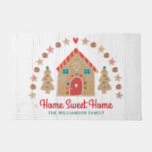 キュートギンガーブレッドハウスホームスウィートホームウ素朴ィード ドアマット (正面)