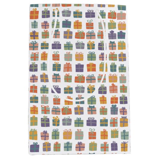 キュートギ包まれたギフトwボーズホリデー誕生日ベビー ミディアムペーパーバッグ (正面)