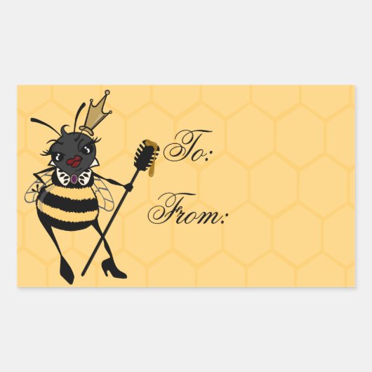 キュートクイーンビーマット長方形贈答用ステッカー 長方形シール (正面)