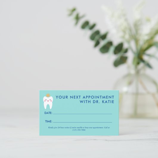 キュートクイーン歯小児歯科アポイントメント 予約カード (スタンド正面)