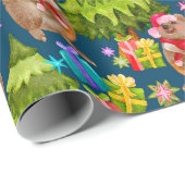 キュートクカブルークリスマスラッピング紙 ラッピングペーパー (ロールコーナー)