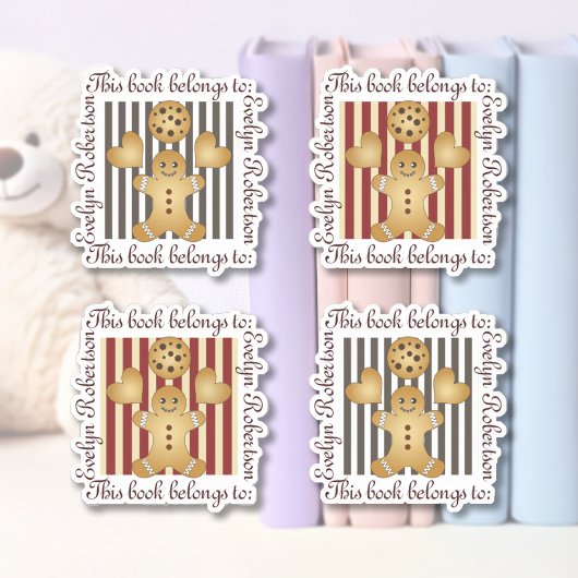 キュートクッキージンジャーブレッドマン蔵書票 シール