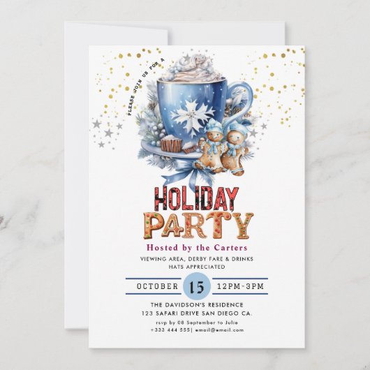 キュートクッキーズアンドココアホリデーパーティー招待状 招待状 (正面)