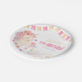キュートクラウドピンクユニコーンカラフルガール誕生日 ペーパープレート (アングル)