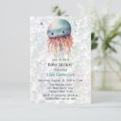 キュートクラゲバブル中性ベビースシャワー招待状 サンキューカード (スタンド正面)