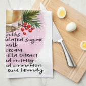 キュートクラシックエグノグクリスマスドリンクレシピ キッチンタオル (四つ折り)