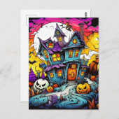 キュートクリエイティブハロウィン幽霊のよく出るハウス ポストカード (正面/裏面)