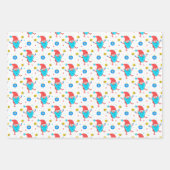 キュートクリスマスお洒落雪だるまサンタトナカイ ラッピングペーパーシート (正面2)