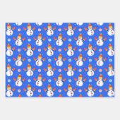 キュートクリスマスお洒落雪だるまサンタトナカイ ラッピングペーパーシート (正面)