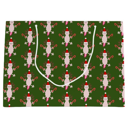 キュートクリスマスアクソロテパターン（の模様が）あるル ラージペーパーバッグ (正面)