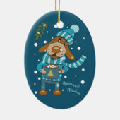 キュートクリスマスアップブルーセラミックオーナメント セラミックオーナメント (裏面)
