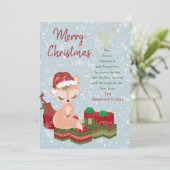 キュートクリスマスアニマルベビーキツネ&レッドサンタハット シーズンカード (スタンド正面)
