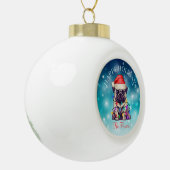 キュートクリスマスウィッシュハッピーホリデーズドッグペットカスタム セラミックボールオーナメント (左)
