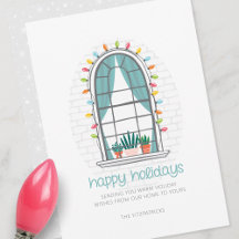 キュートクリスマスウィンドウフラットホリデーカード