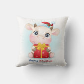 キュートクリスマスウォーターカラーカウズ子供部屋 クッション (裏面)