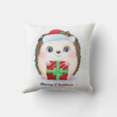 キュートクリスマスウォーターカラーヘッジホッグ子供部屋 クッション (裏面)