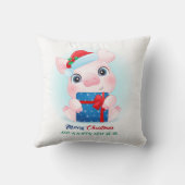 キュートクリスマスウォーターカラーベビーピグ子供部屋 クッション (裏面)