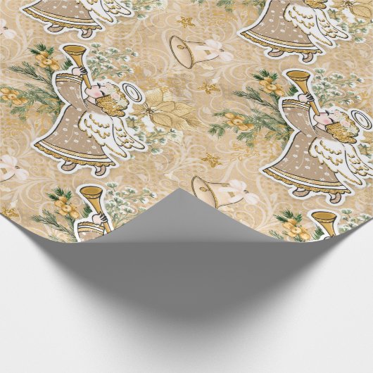 キュートクリスマスエンジェルラッピング紙 ラッピングペーパー (角)