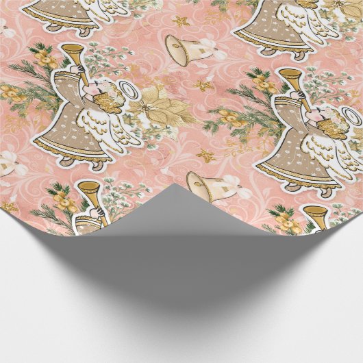 キュートクリスマスエンジェルラッピング紙 ラッピングペーパー (角)