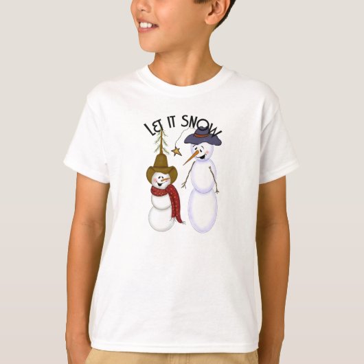 キュートクリスマスカウボーイ雪だるま Tシャツ (正面)