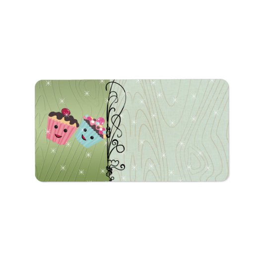 キュートクリスマスカップケーキ住所 シール (正面)