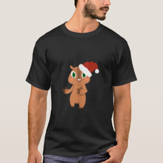 キュートクリスマスカピバラサンタクロースcavyラットローデン tシャツ