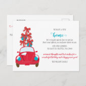 キュートクリスマスカー引っ越しましたホリデームービング ポストカード (正面/裏面)