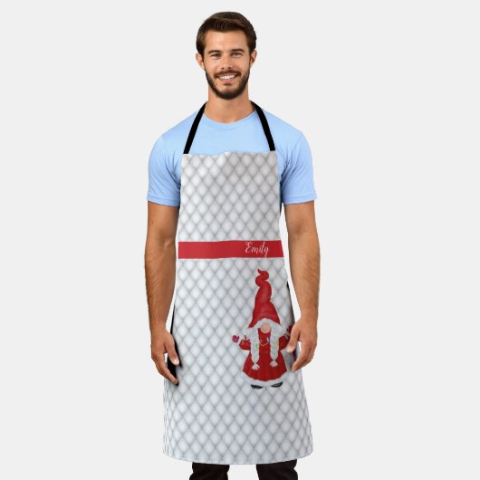 キュートクリスマスガール格言 パーソナライズされた エプロン (着用した状態)