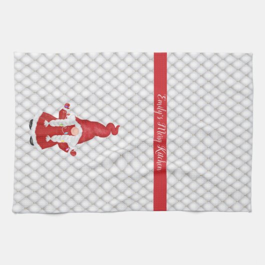 キュートクリスマスガール格言 パーソナライズされた キッチンタオル (横)