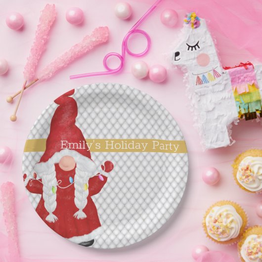 キュートクリスマスガール格言 パーソナライズされた ペーパープレート (パーティー)