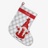 キュートクリスマスガール格言 パーソナライズされた ラージクリスマスストッキング (正面 (吊り時))